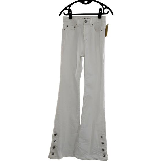 Michael Kors White Selma Button Hem Bootcut Jeans - Picture 2 of 10